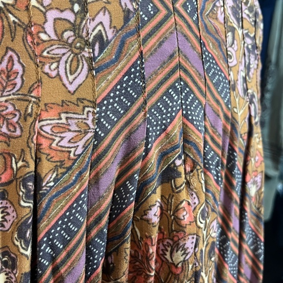 Free People Paradise Handkerchief Hem Midi Skirt Mixed Pattern Floral Stripes 4 - Picture 8 of 12